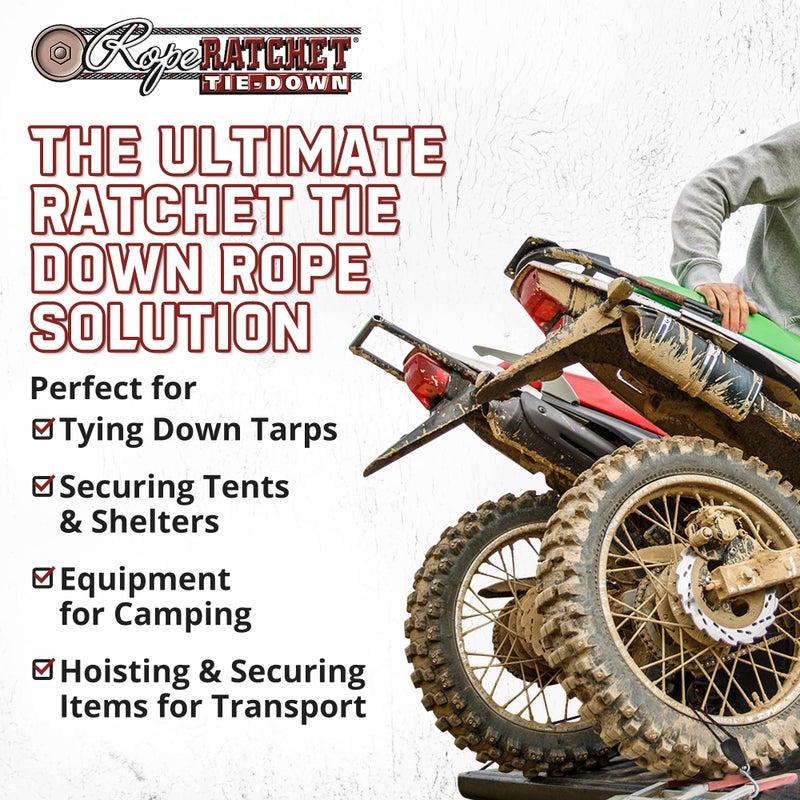 Rope Ratchet 1/4" Adjustable Pulley System â€“ 150 lb Capacity Heavy-Duty 15' Braided Polypropylene Rope, Locking Rope Hanger, Grow Lights, Tarp Tie Downs, Kayak Straps, Plant Pulleys, Tent Tie Downs - Image 4